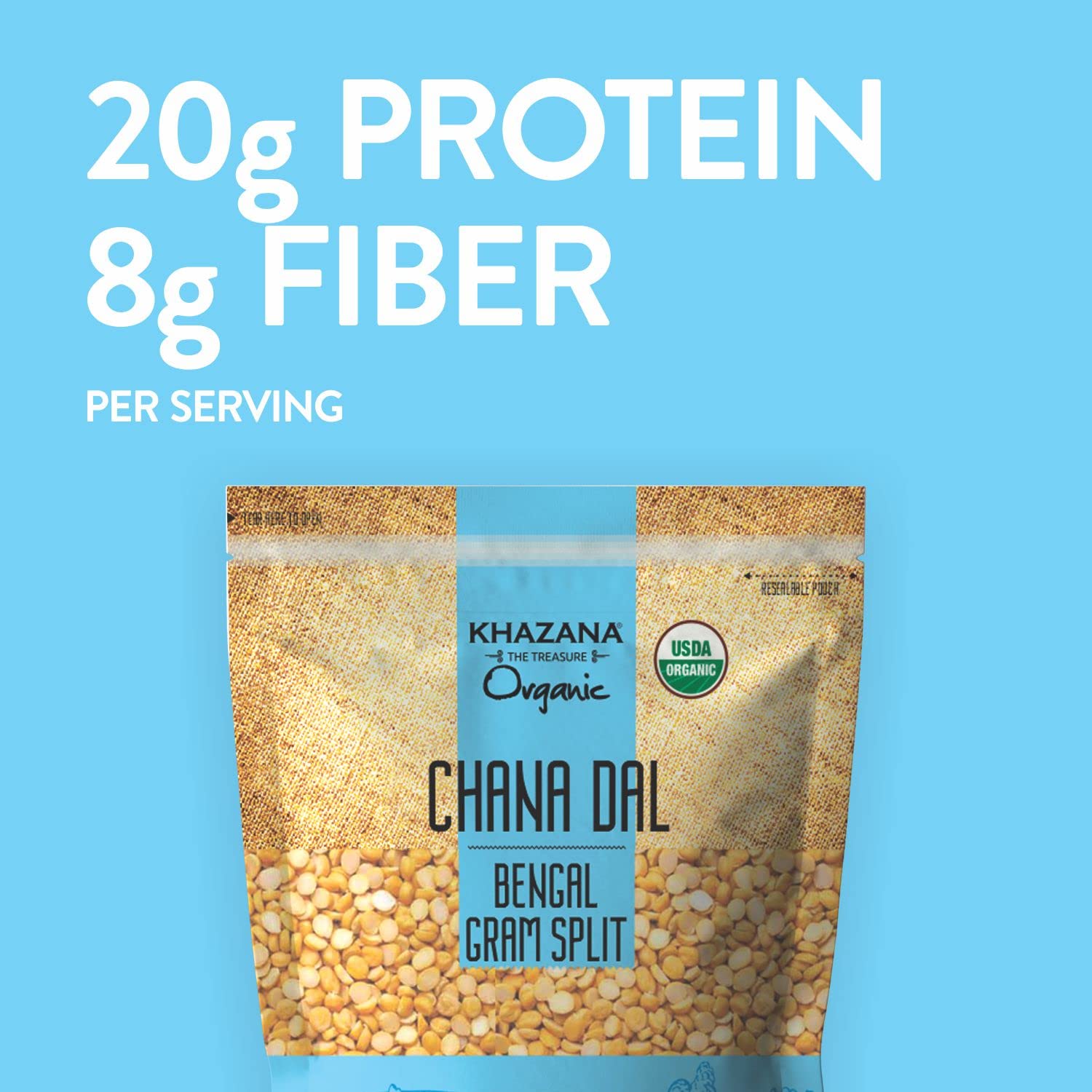 Amazon.com : Khazana ORGANIC Chana Dal 7lb - Bengal Gram Split